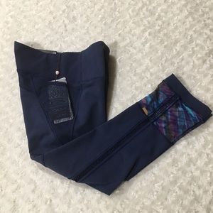 Calia Sheer Mesh Inserts Blue Tight Capri XS